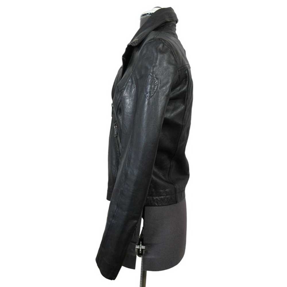 Diesel women's Y2K black buffalo leather full zip… - image 2