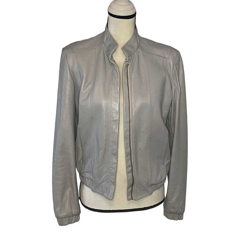 Karen Silton Vintage Gray Genuine Leather Zip Fro… - image 1