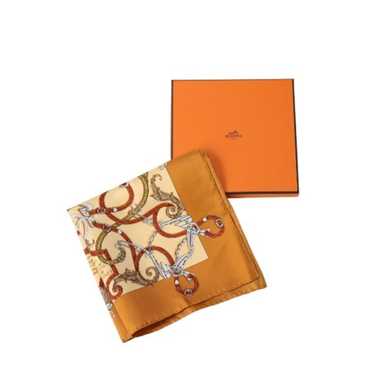 HERMES Carre 45 Silk  Orange Handkerchief - image 1