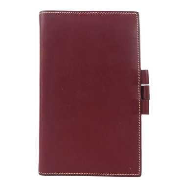 HERMES Notebook Cover Leather Burgundy Unisex - image 1