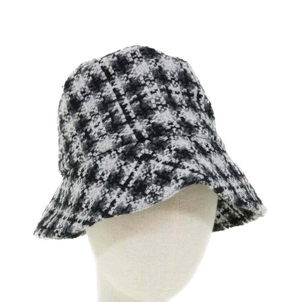 CHANEL COCO Mark Hat Wool S White Black CC Auth a… - image 1