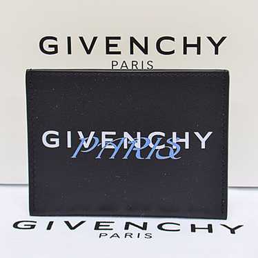 GIVENCHY card case black x white blue leather pas… - image 1