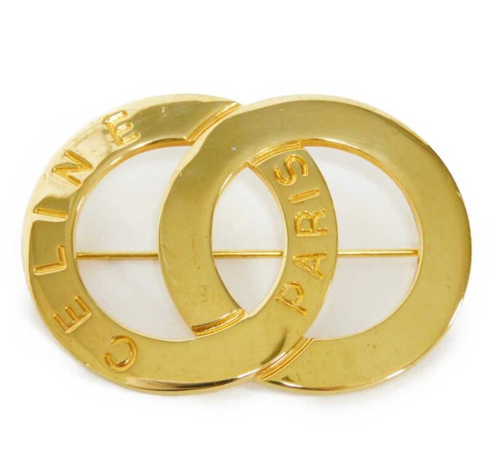 CELINE Vintage golden brooch in double circle, ro… - image 1