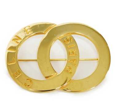 CELINE Vintage golden brooch in double circle, ro… - image 1