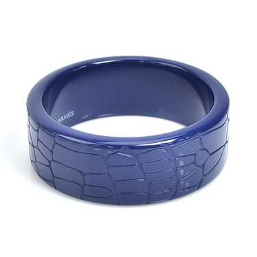 HERMES bangle bracelet lacquer wood dark blue uni… - image 1