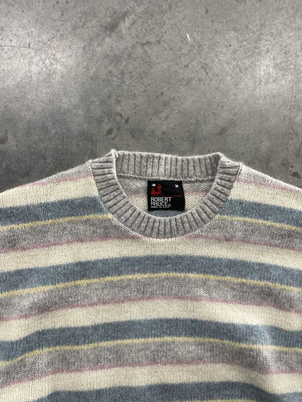 Vintage Vintage 80s Made In USA Wool Striped Swea… - image 3