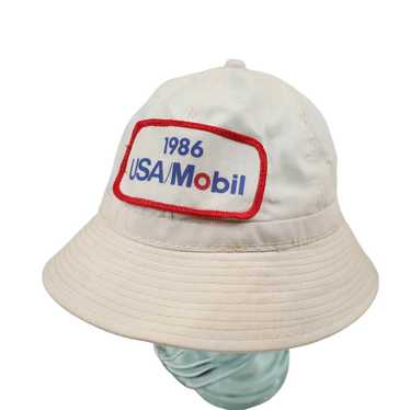 Vintage 1986 USA Mobil Oil / Gas Patch Bucket Hat