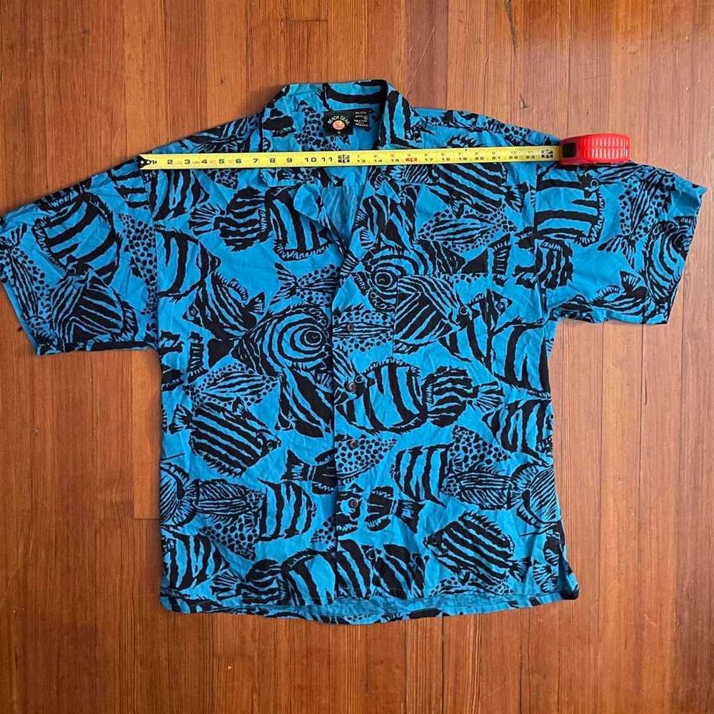 Vintage Loop Collar Button Up Shirt 90s Beach Gea… - image 7