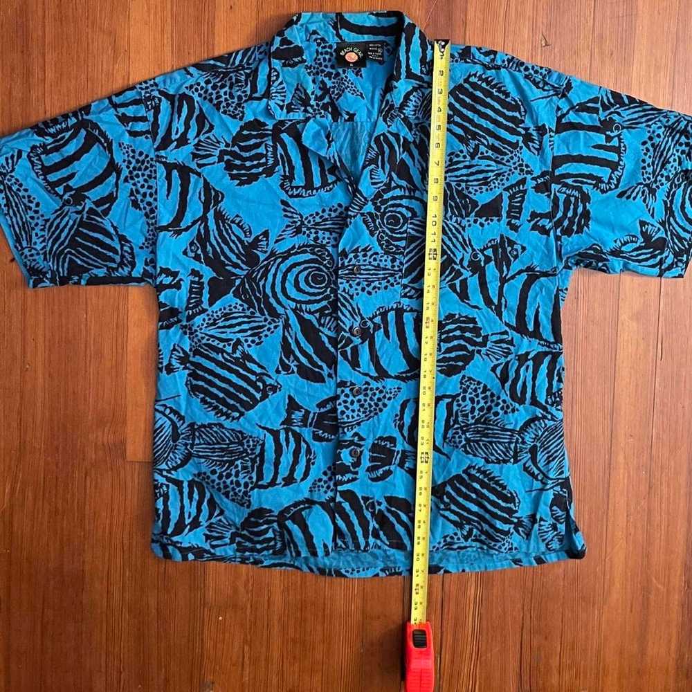 Vintage Loop Collar Button Up Shirt 90s Beach Gea… - image 8
