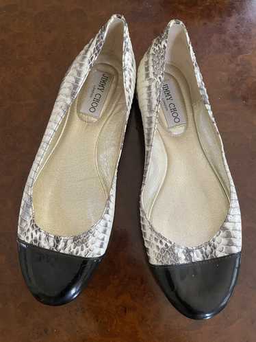 Jimmy Choo Snakeskin Cap Toe Whirl Ballet Flats