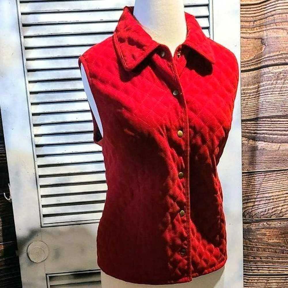 Other Talbots Petites Med Red Quilted Vest - image 2