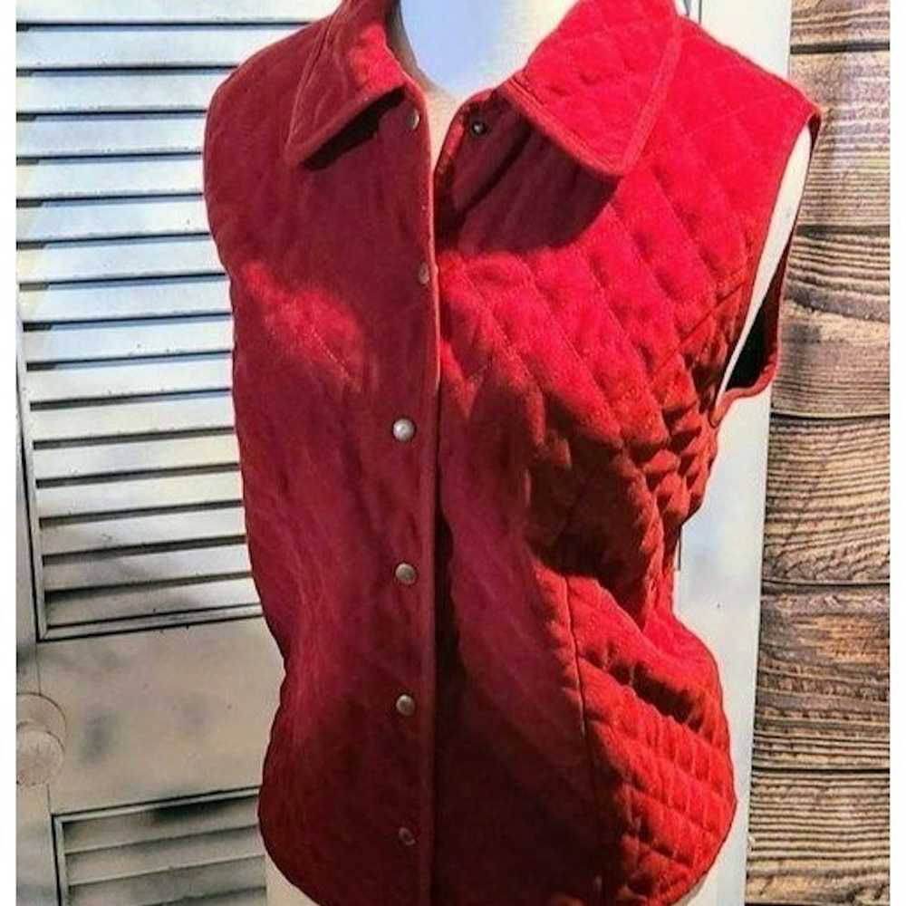 Other Talbots Petites Med Red Quilted Vest - image 3