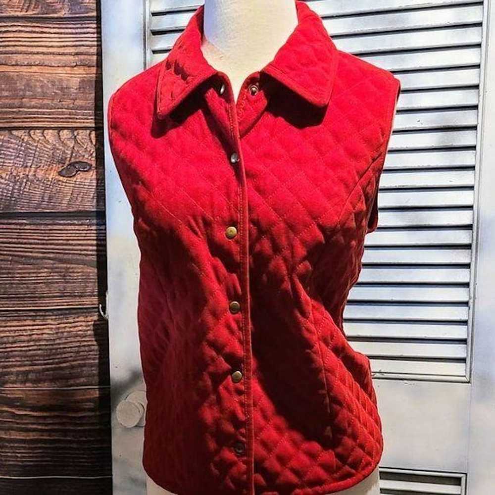 Other Talbots Petites Med Red Quilted Vest - image 5