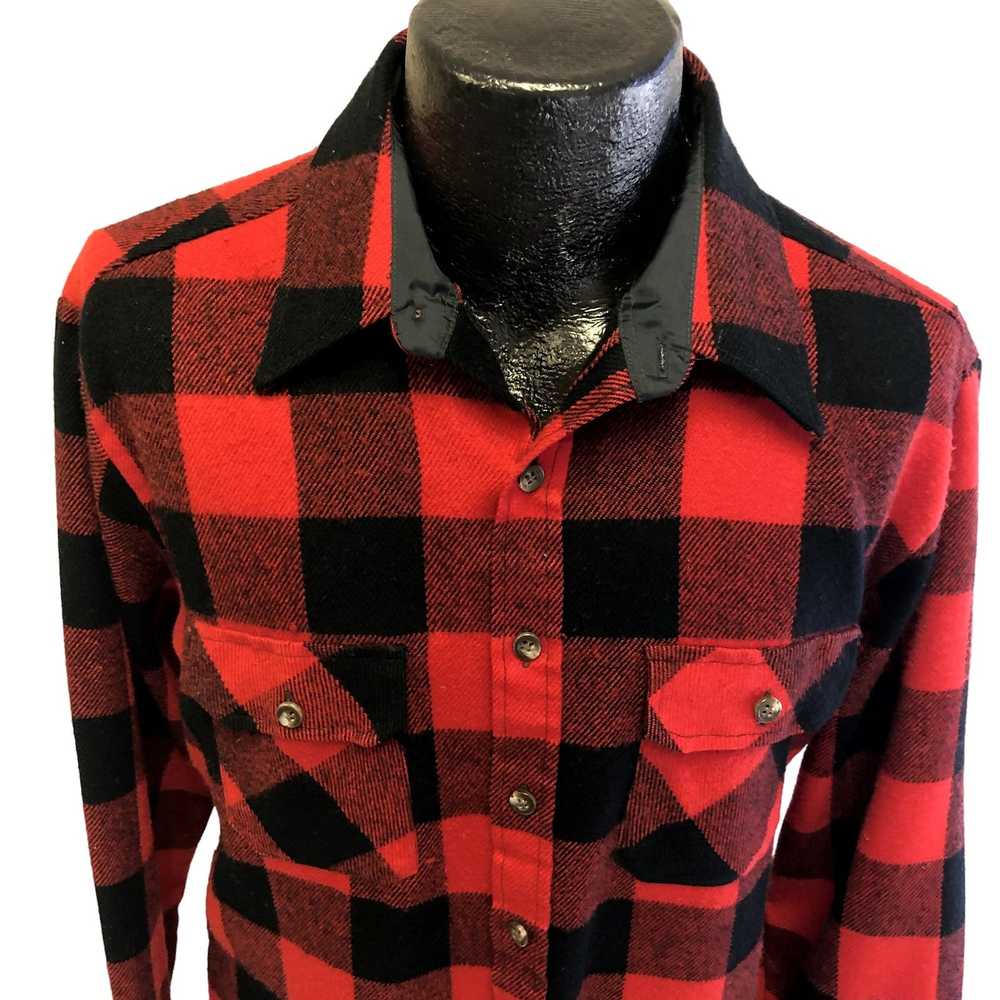 Sears 70's Sears Red Black FLANNEL Buffalo Plaid … - image 2