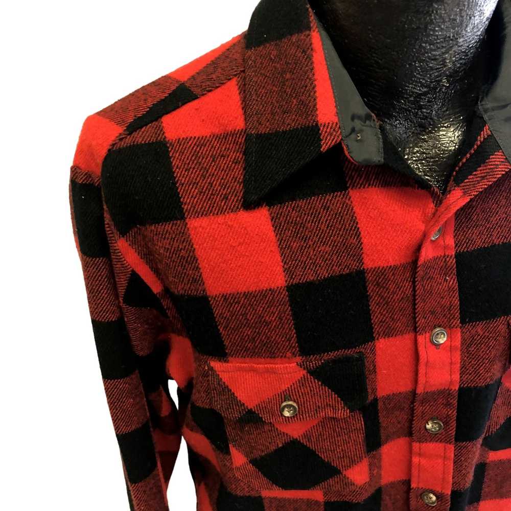 Sears 70's Sears Red Black FLANNEL Buffalo Plaid … - image 5