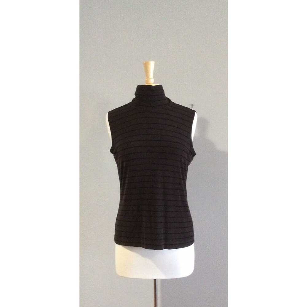 Chicos Chicos Mock Neck Sleeveless Brown/Blk Stri… - image 2