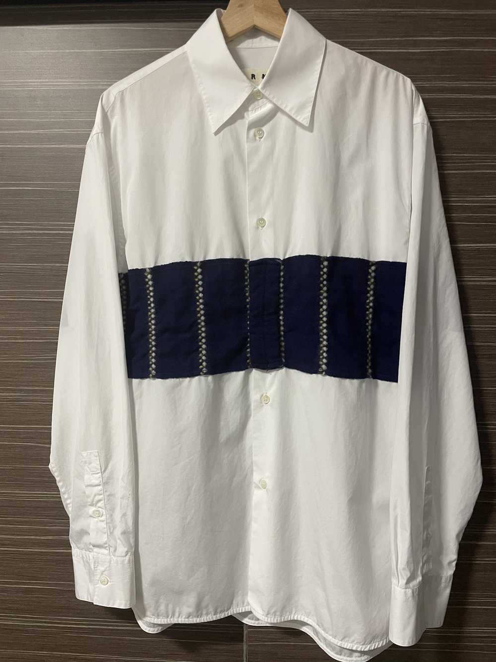 Marni Marni White Navy Cotton Wool Shirt - image 1