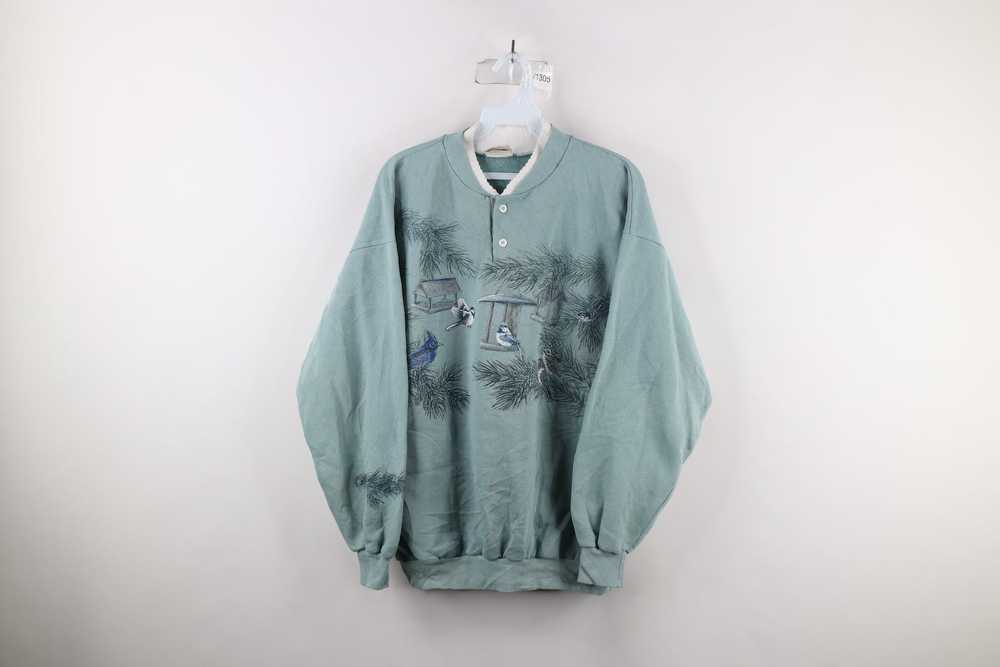 Vintage Vintage 90s Art Unlimited Birds Henley Sw… - image 1