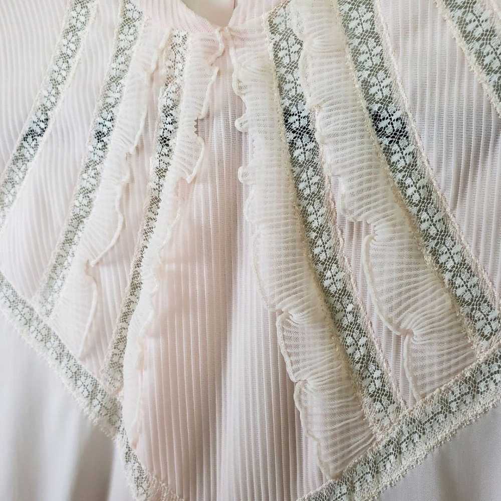 Vintage Na Ma Light Pink Lace Nylon Short Sleeve … - image 4