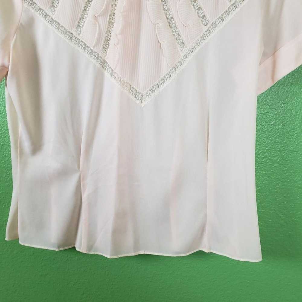Vintage Na Ma Light Pink Lace Nylon Short Sleeve … - image 7