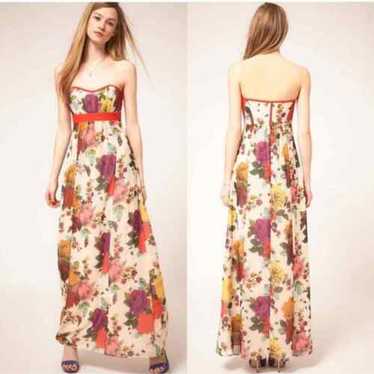 ★Ted Baker SCOTLIA フローラルプリーツホルター 上質マキシ ted baker ボタニカル 花柄 オールインワン オフショル