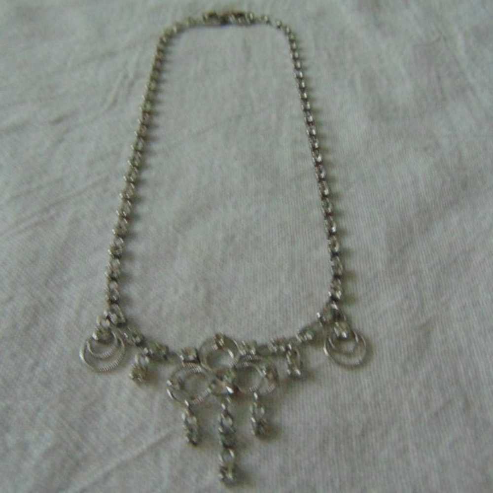 vintage sparkling crystal dangles necklace jewele… - image 1