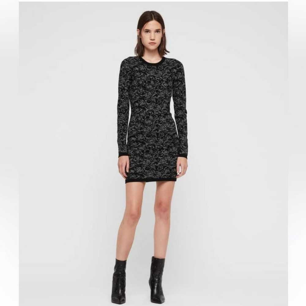 ALL SAINTS Lex Rose Jacquard Dress Mini Length Bl… - image 1