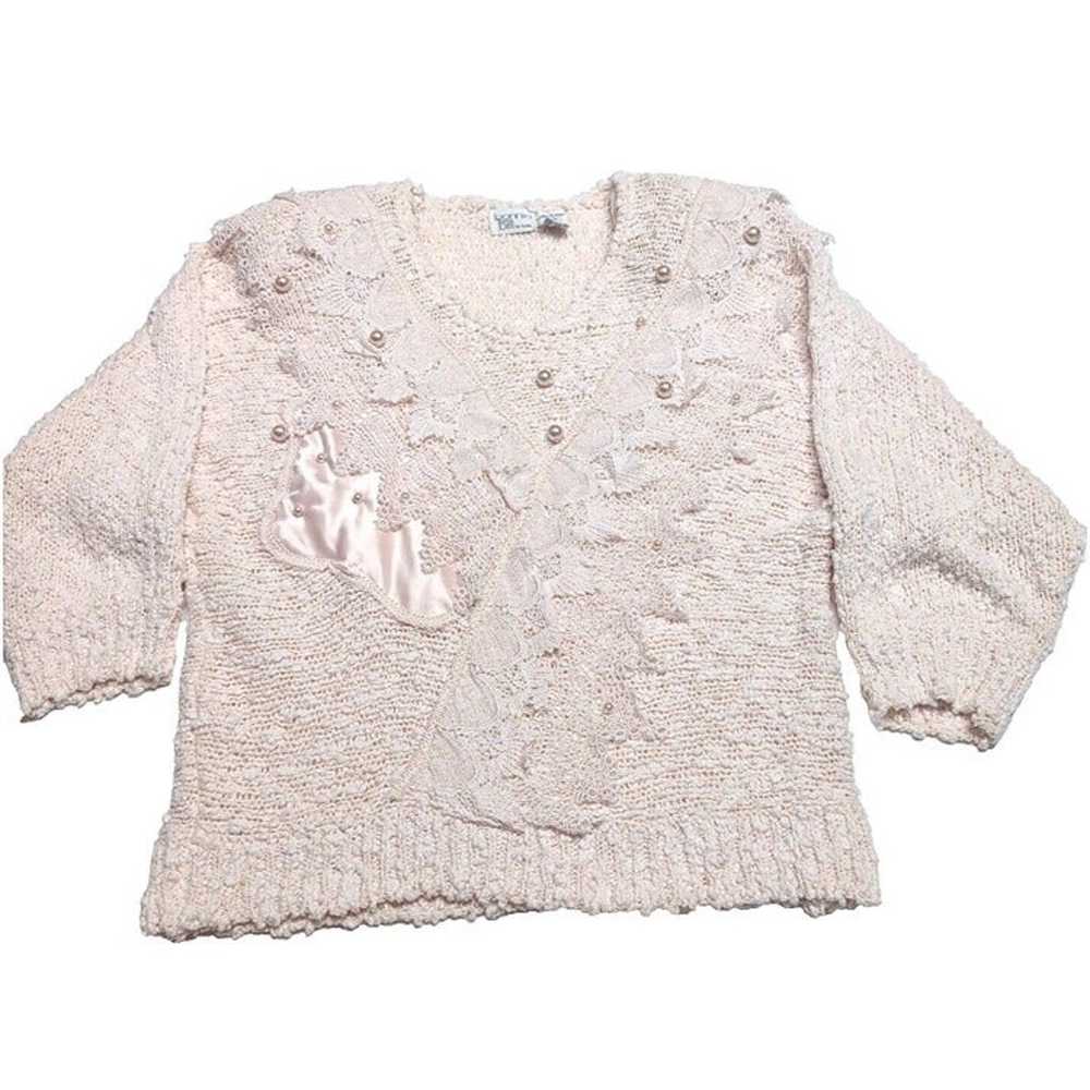 VTG 80s Bonnie & Bill Sweater Womens Size M Pale … - image 3