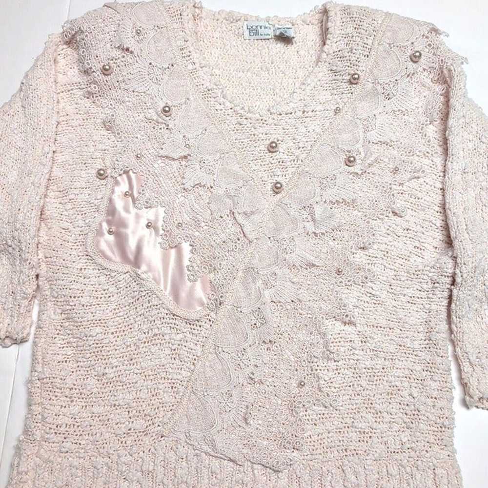 VTG 80s Bonnie & Bill Sweater Womens Size M Pale … - image 4