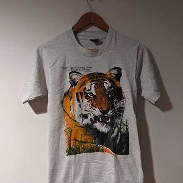 Vintage Tiger Animal Nature Big Cat Gray Small T-… - image 1