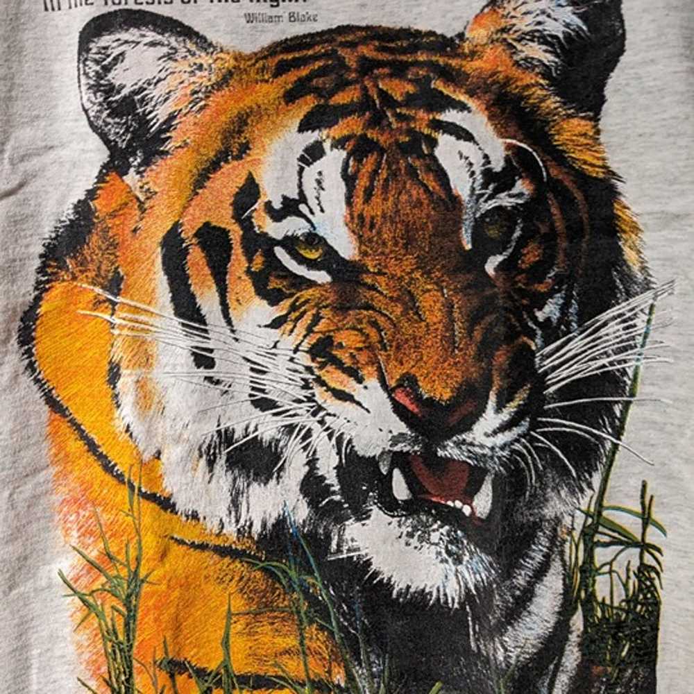 Vintage Tiger Animal Nature Big Cat Gray Small T-… - image 2