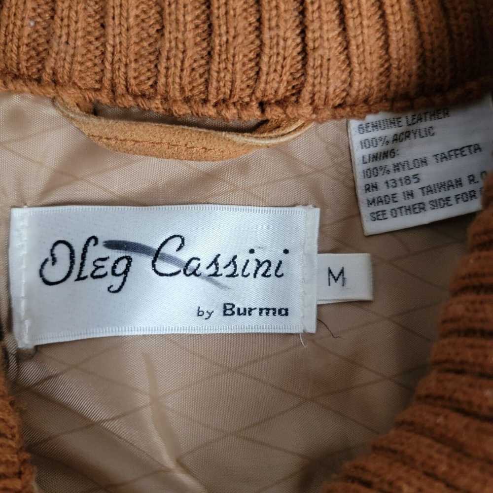 Vintage Oleg Cassini Leather Zip Jacket Knit Sued… - image 6