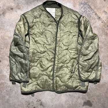 Vintage 80s Military Green Quilited Jacket Liner - image 1