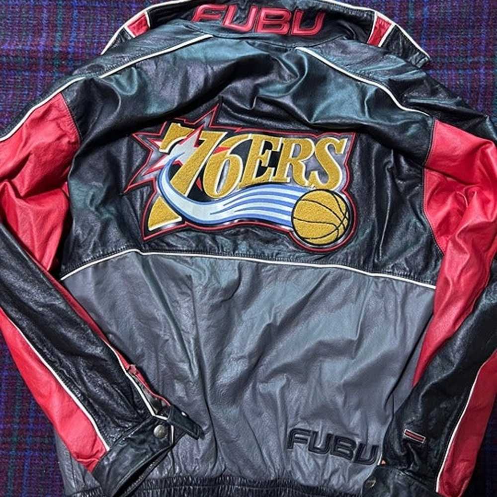 Leather Fubu Philadelphia 76ers jacket. Size L - image 3