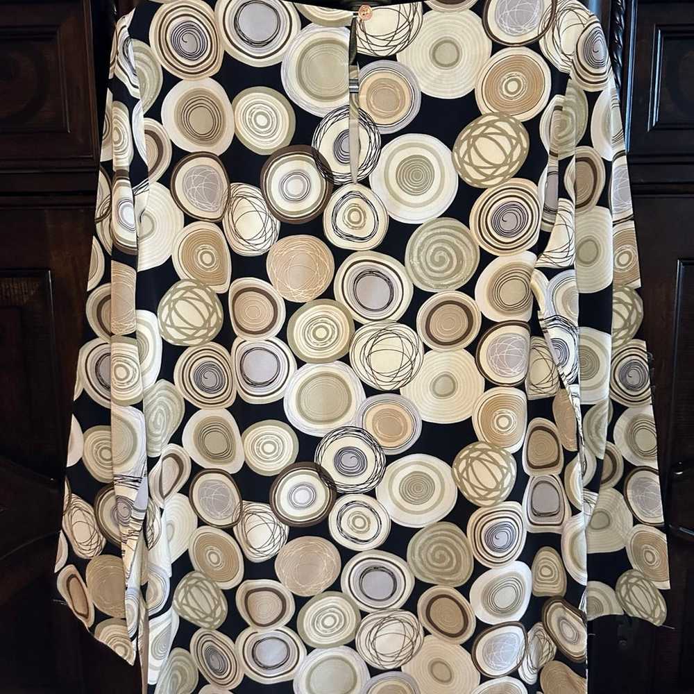 Vintage Kelly Graham Beige Pattern Silky Tunic Bl… - image 3