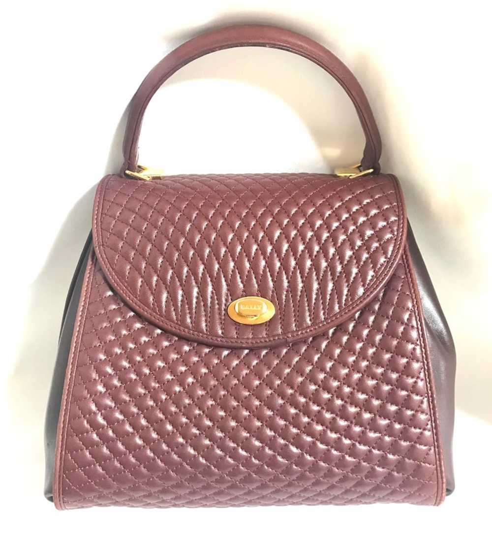 BALLY Vintage wine brown quilted lambskin handbag… - image 1
