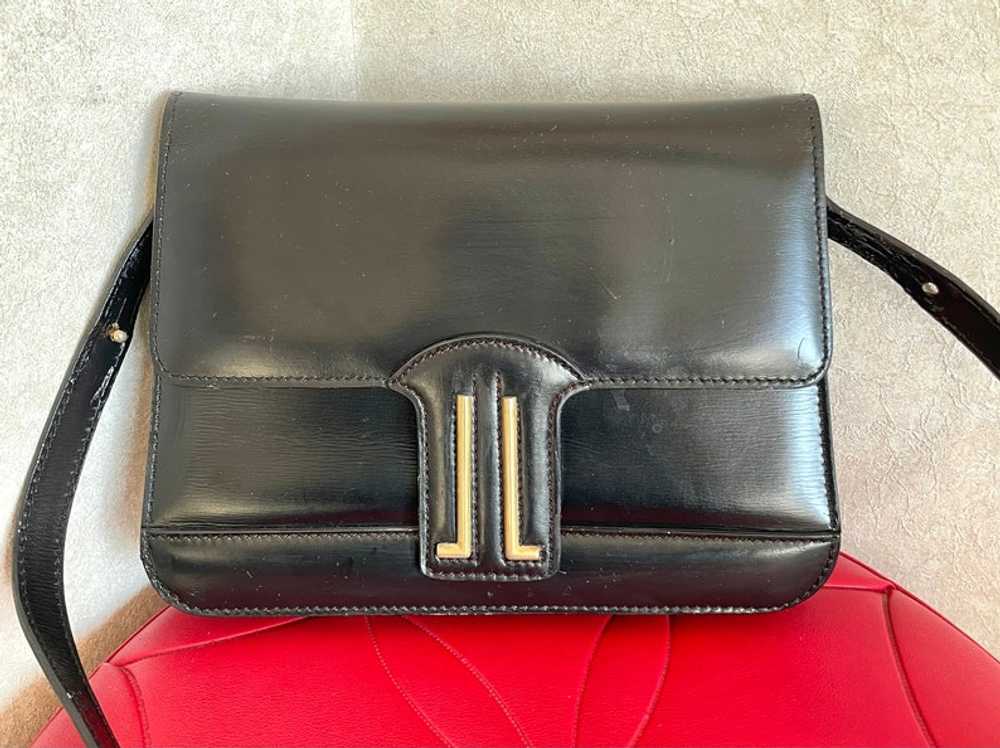 LANVIN Vintage black leather shoulder bag with ic… - image 1