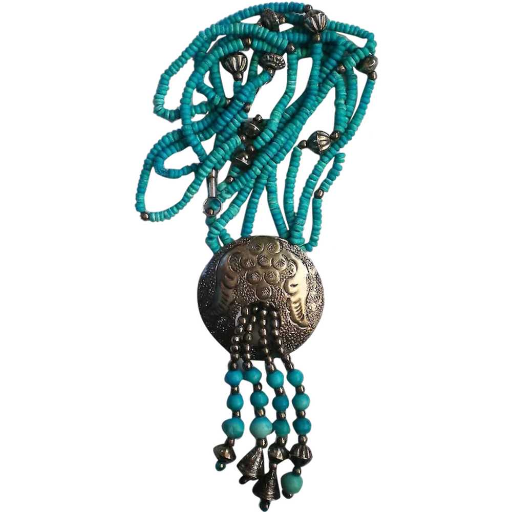 Fabulous Faux Turquoise Native American Necklace - image 1