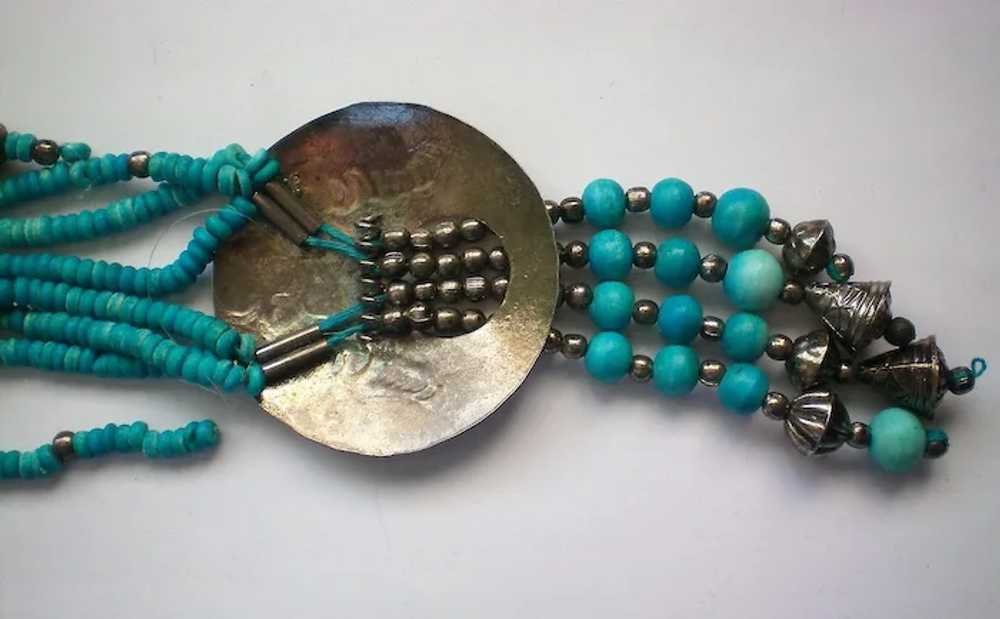 Fabulous Faux Turquoise Native American Necklace - image 3