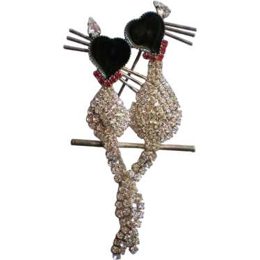 Pave’ Crystal Cat Lovers Pin - image 1