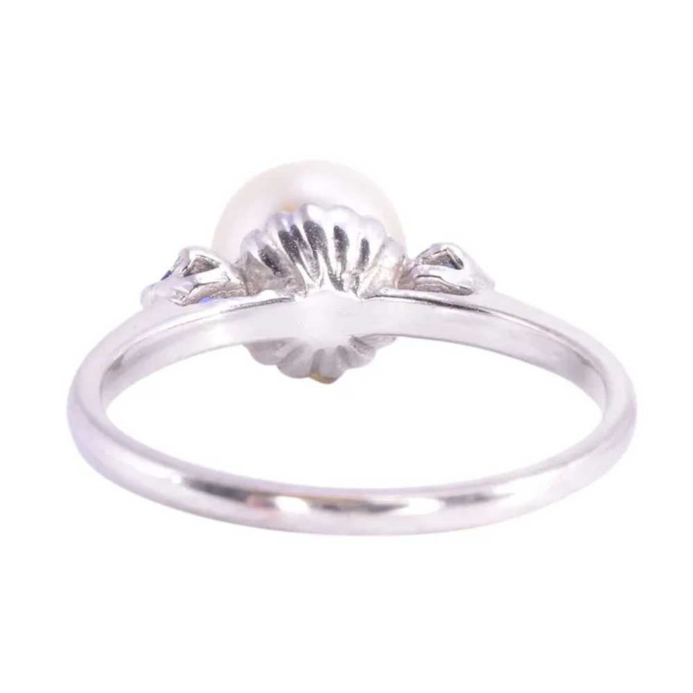 Cultured Saltwater Pearl Ring with Sapphires - Si… - image 3