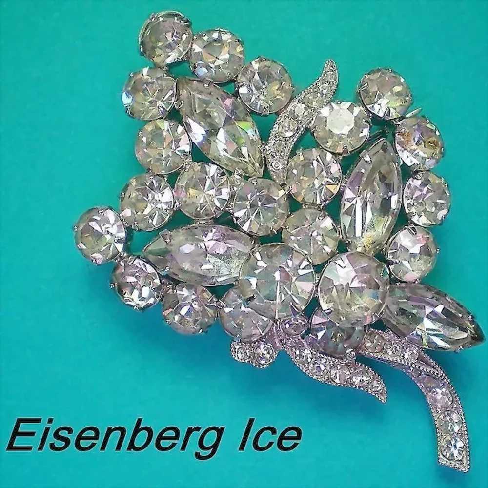Eisenberg Ice Floral Bouquet Rhinestone Brooch - image 1