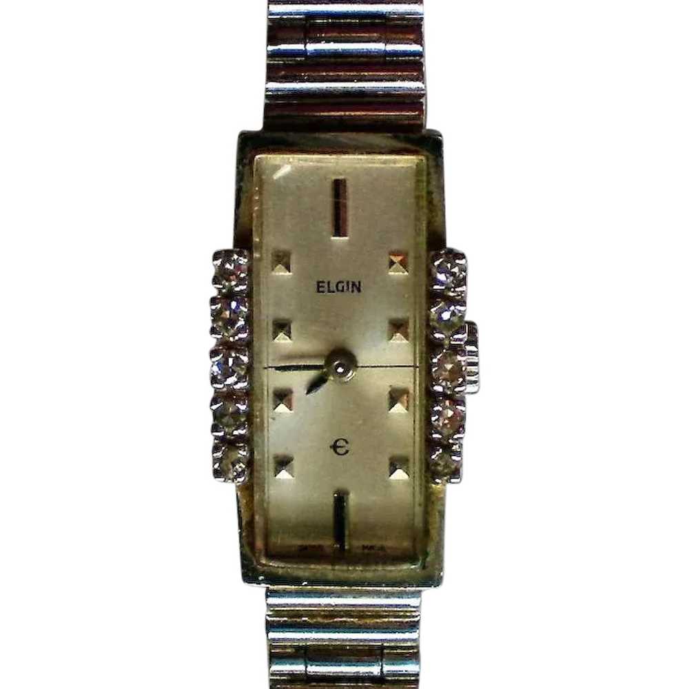 Art Deco Ladies Diamond Watch by Elgin - image 1