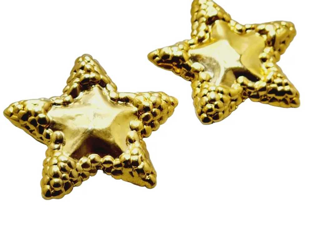 Vintage Fabulous 80's Textured Star Earrings (A73… - image 2