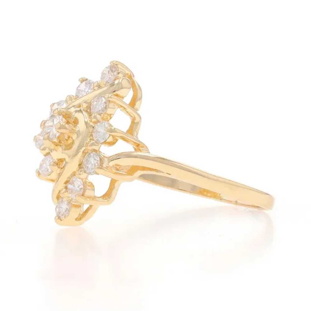 Yellow Gold Diamond Cluster Cocktail Bypass Ring … - image 3