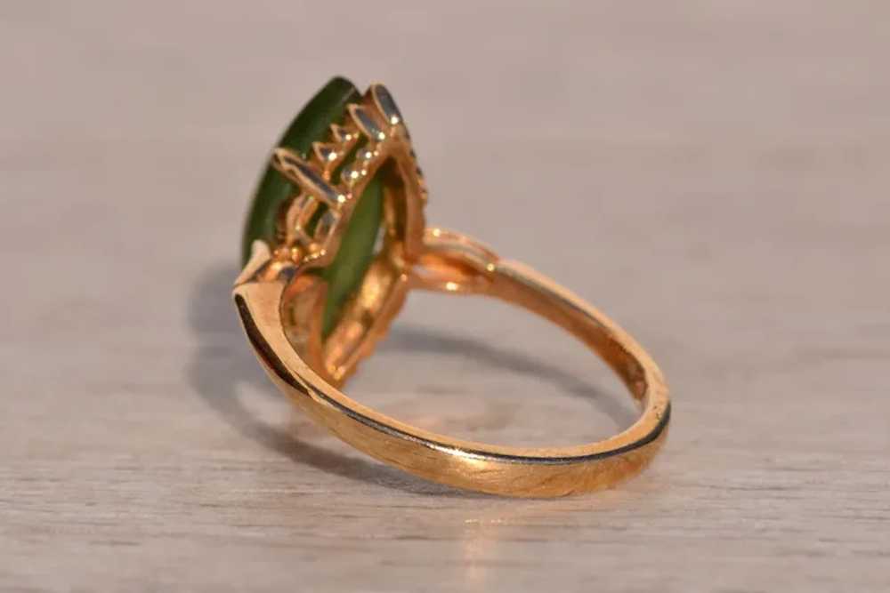 Mid Century Jade Ring in Yellow Gold - image 3