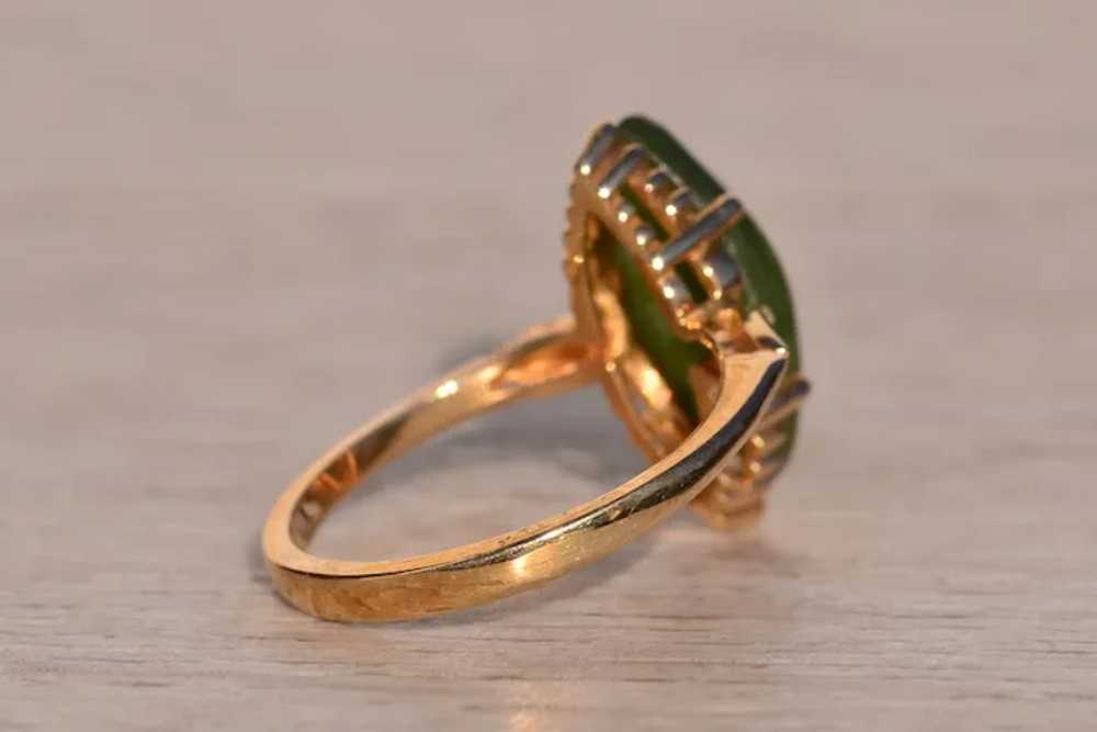 Mid Century Jade Ring in Yellow Gold - image 4