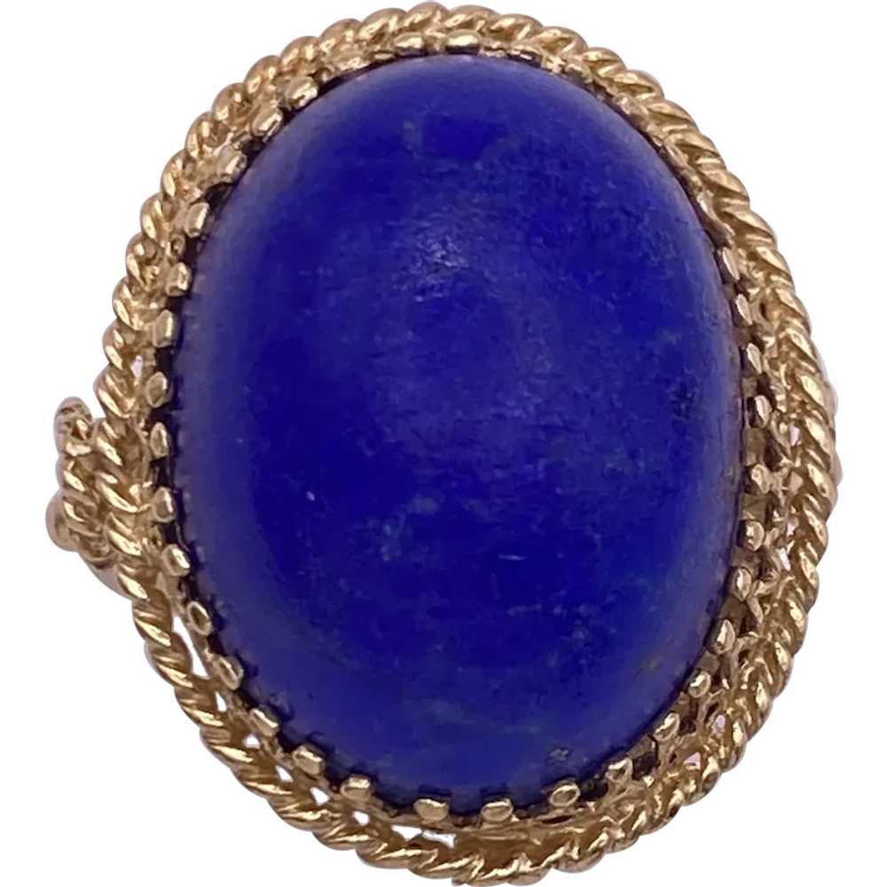 Big Bohemian Lapis Lazuli Cabochon Ring Hand Craf… - image 1