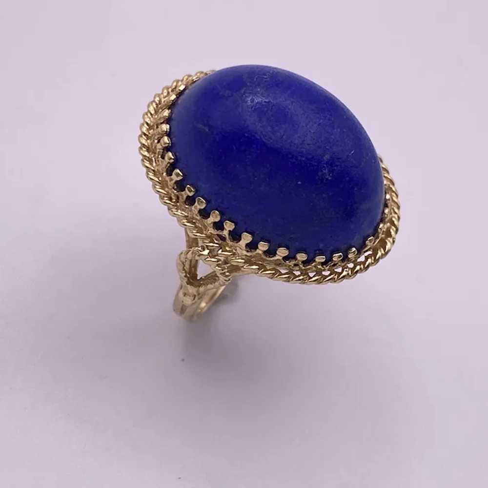 Big Bohemian Lapis Lazuli Cabochon Ring Hand Craf… - image 2