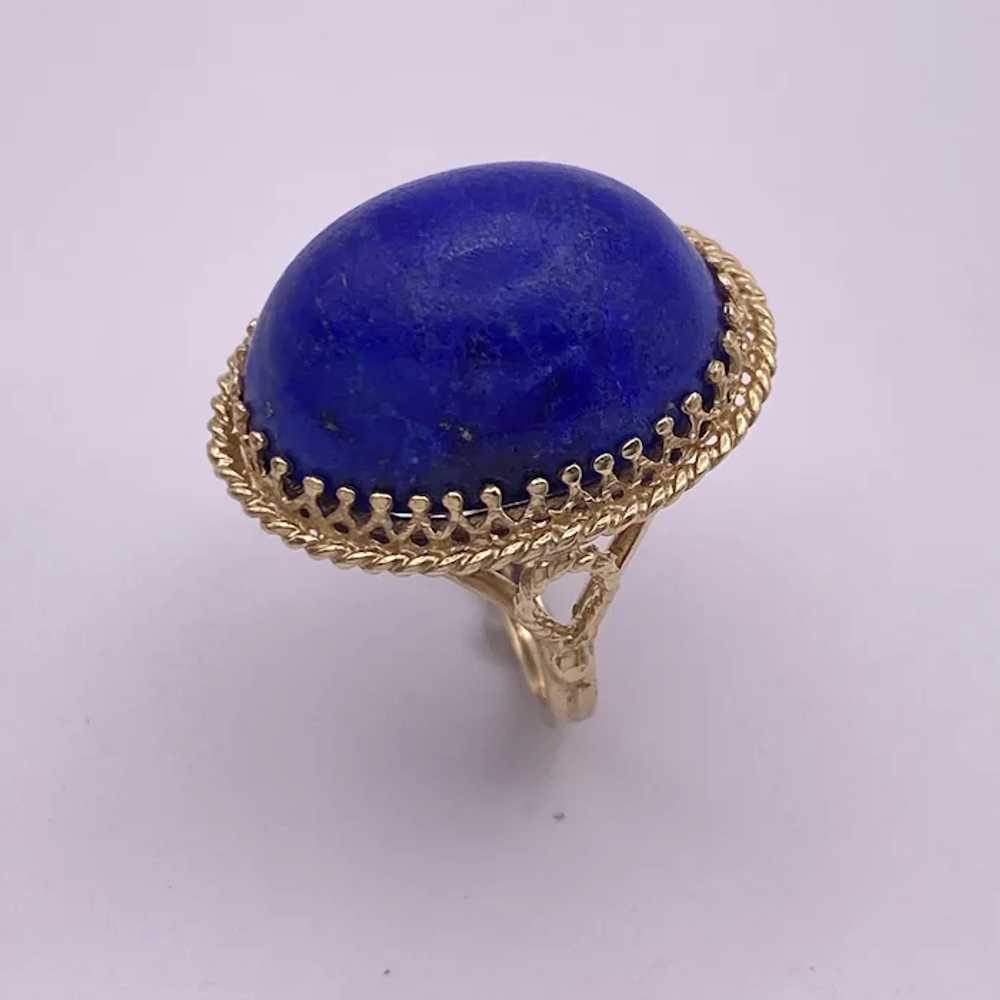 Big Bohemian Lapis Lazuli Cabochon Ring Hand Craf… - image 3